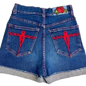 Women One of one highrise Mavi denim pinup girl rockabilly cut off shorts USA